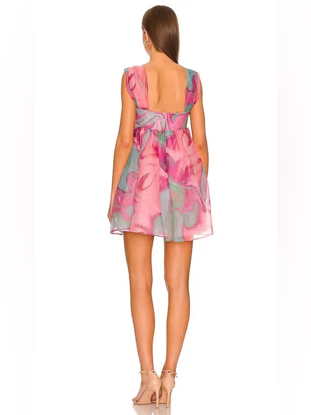 Amanda Uprichard Cindylou Dress in Mystic Pink Gray Swirl Coquette Party Large L - Picture 2 of 8
